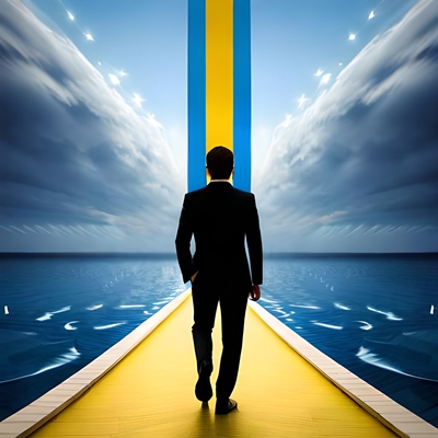 Un hombre camina hacia la bandera de Curaçao