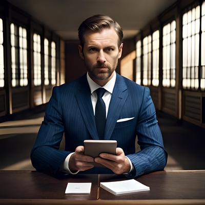 Un hombre bien vestido apuesta con su móvil en un partido de hándicap